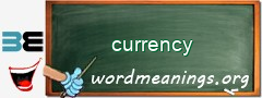 WordMeaning blackboard for currency